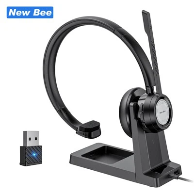 Auriculares Bluetooth con cancelación de ruido y base de carga